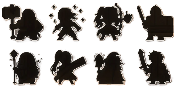 8人のキャラクターのシルエット / Silhouettes of the 8 characters